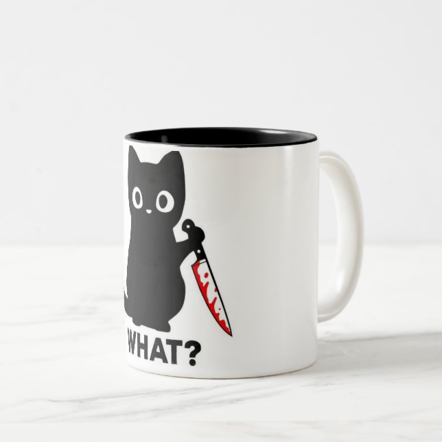 Tasse 2 Couleurs  "What Did You Say? — Angry Cat Mug" (Devant droit)