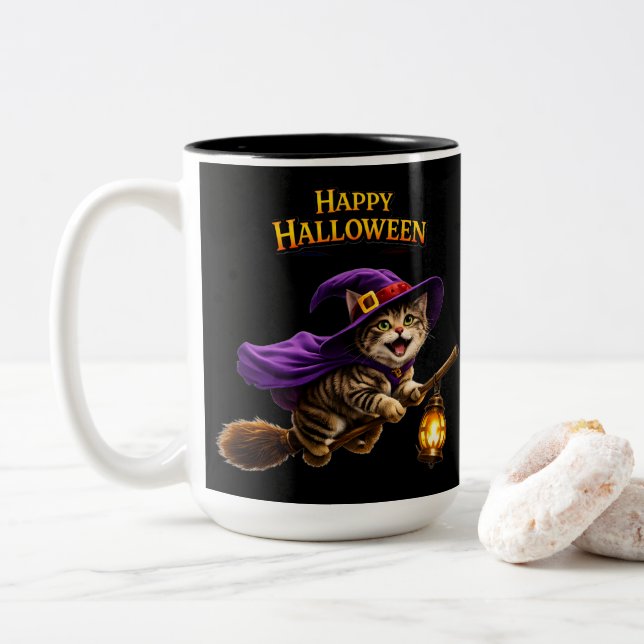 Tasse 2 Couleurs Whimsical happy Halloween two (Avec donut)