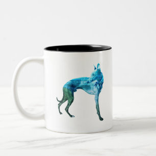Tasse 2 Couleurs Whippet Aqua & Green Waves