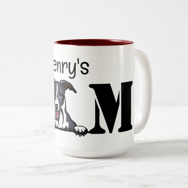 Tasse 2 Couleurs Whippet Peeking Personnalisé Maman (Devant droit)