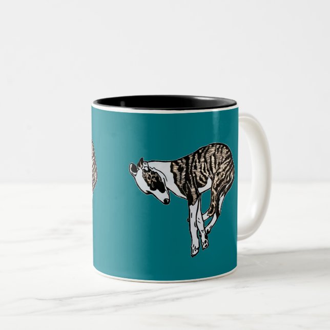 Tasse 2 Couleurs Whippet somnolent brindle de faon (Devant droit)