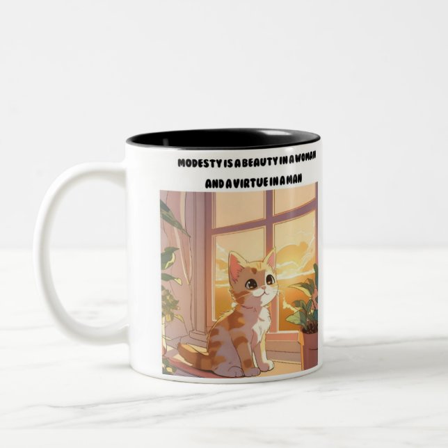 Tasse 2 Couleurs "Whiskers of Wisdom : Le chat (Gauche)