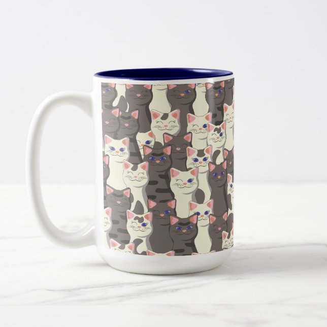 Tasse 2 Couleurs White and gray cats pattern (Gauche)