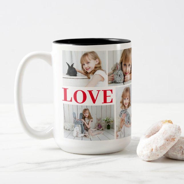 Tasse 2 Couleurs White Romantic Love Saint Valentin Photo (Avec donut)