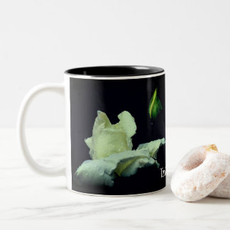 Tasse 2 Couleurs White Rosebud Raindrops Personnalisé