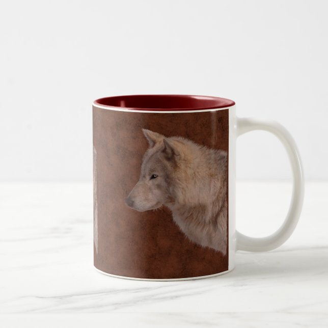 Tasse 2 Couleurs White Wolf Wildlife Photo Art Drinkware (Droit)