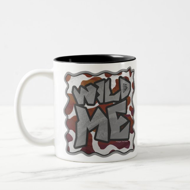 Tasse 2 Couleurs Wild me Vache Brown et blanche Impression (Gauche)
