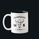 Tasse 2 Couleurs Wild West Cowboy Personnalisé Groomsmen Monogramme<br><div class="desc">Cadeaux personnalisés pour les groomsmen avec le thème vieux western cowboy. Décoré de casquette de cowboy avec police vintage occidentale. Le texte et la couleur arrière - plan sont modifiables à l'aide de l'outil de conception pour s'adapter à votre occasion. Obtenez ce cadeau de personnaliser pour les mariages, les célibataires,...</div>