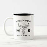 Tasse 2 Couleurs Wild West Cowboy Personnalisé Groomsmen Monogramme<br><div class="desc">Cadeaux personnalisés pour les groomsmen avec le thème vieux western cowboy. Décoré de casquette de cowboy avec police vintage occidentale. Le texte et la couleur arrière - plan sont modifiables à l'aide de l'outil de conception pour s'adapter à votre occasion. Obtenez ce cadeau de personnaliser pour les mariages, les célibataires,...</div>