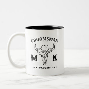 Tasse 2 Couleurs Wild West Cowboy Personnalisé Groomsmen Monogramme