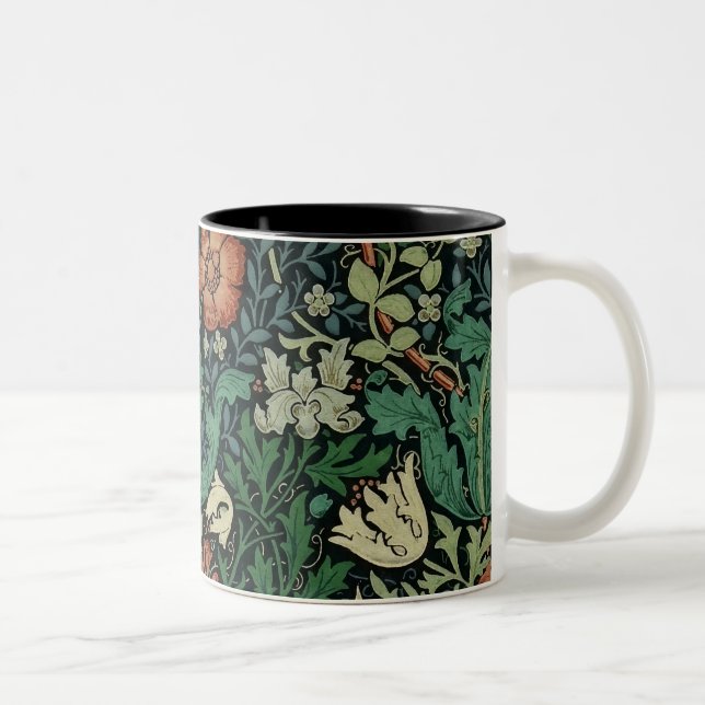 Tasse 2 Couleurs William Morris Compton Floral Art Nouveau Motif (Droit)