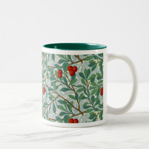 Tasse 2 Couleurs William Morris Motif en Berry Rouge et Turquoise