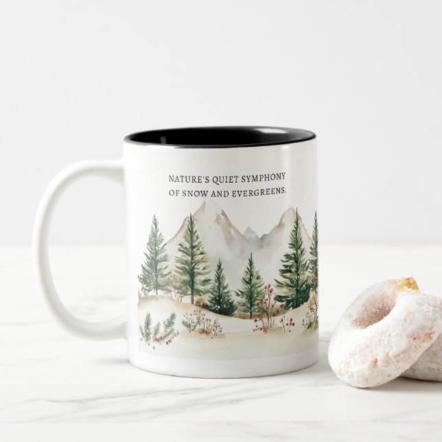Tasse 2 Couleurs Winter Mountain Mug: Cozy Forest & Snow (Avec donut)