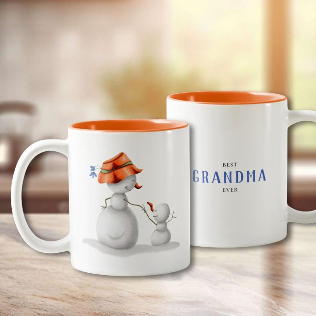 Tasse 2 Couleurs Winter Snowman Best Grandma Ever (Créateur téléchargé)