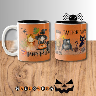 Tasse 2 Couleurs Witch Way Halloween Orange