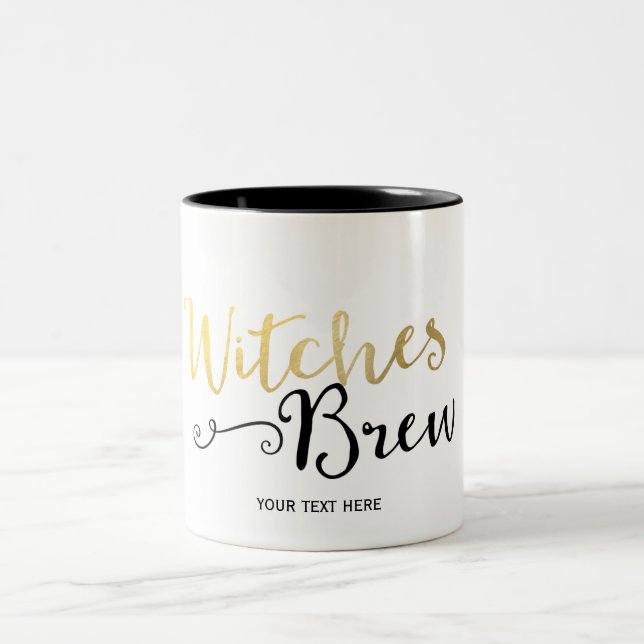 Tasse 2 Couleurs WITCHES BREW Typographie Halloween Festive (Centre)