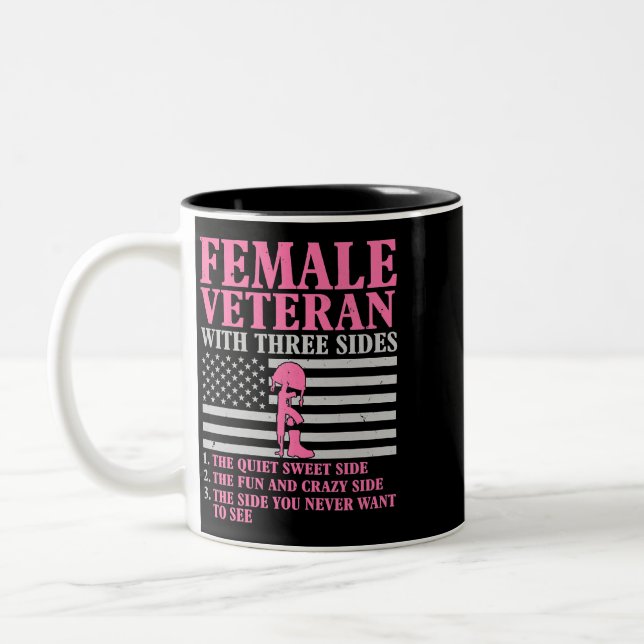 Tasse 2 Couleurs Womens Female Veteran with Three Sides Women Veter (Gauche)