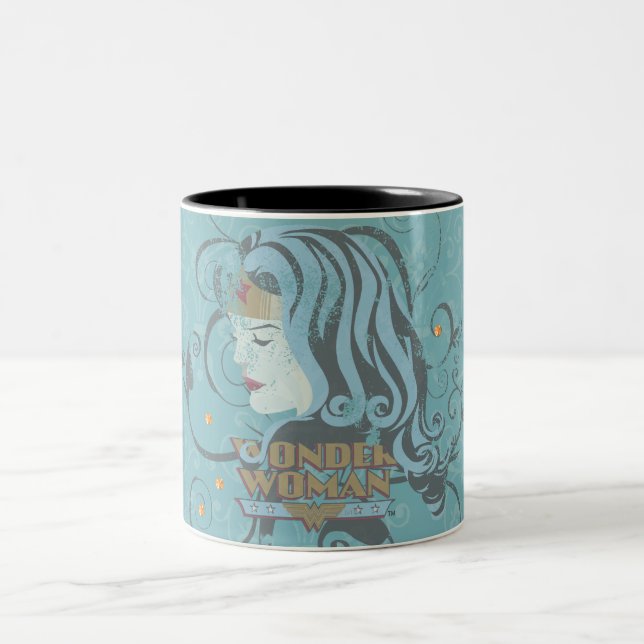 Tasse 2 Couleurs Wonder Woman Arrière - plan bleu (Centre)