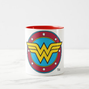 Tasse 2 Couleurs Wonder Woman   Logo Cercle & Etoiles