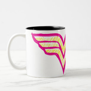 Tasse 2 Couleurs Wonder Woman Logo couleur rose et jaune