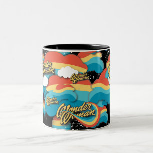 Tasse 2 Couleurs Wonder Woman Rainbow Clouds Motif