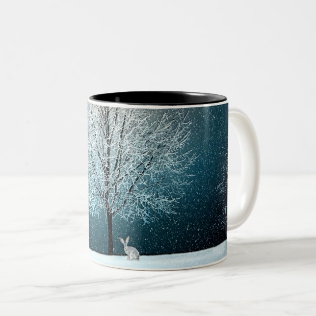Tasse 2 Couleurs Wonderland d'hiver avec lapin (Devant droit)