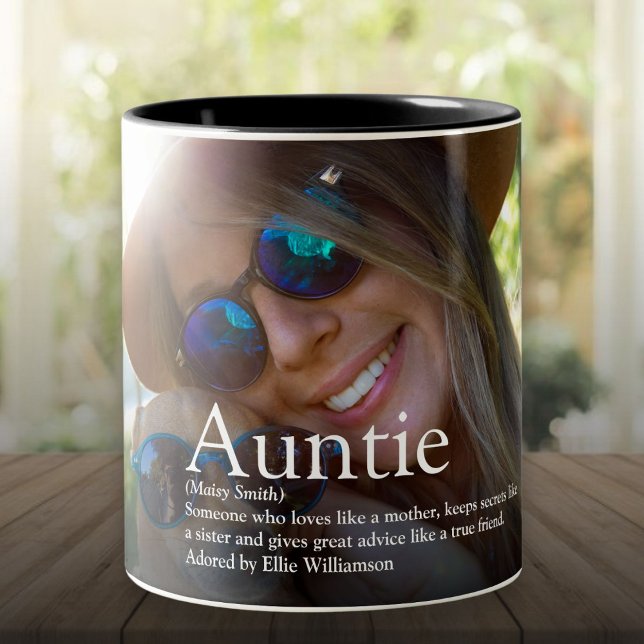 Tasse 2 Couleurs World's Best Ever Aunt, Auntie Definition Photo (World's Best Ever Aunt, Auntie Definition Photo Two-Tone Coffee Mug)