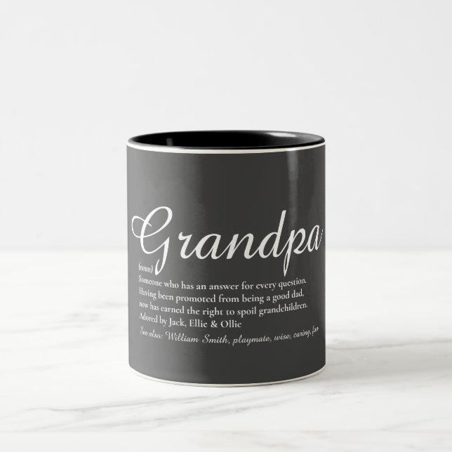 Tasse 2 Couleurs "World's Best Grandpa Grandad Papa Définition Gray (Centre)
