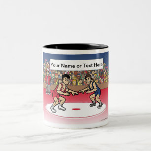 Tasse 2 Couleurs Wrestler - Dessin masculin par PrintedPerfection.c