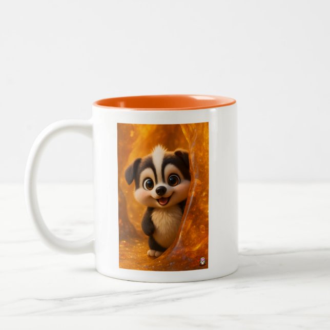 Tasse 2 Couleurs Wuffoo Surffie Cute Kawaii Puppy Amber (Gauche)