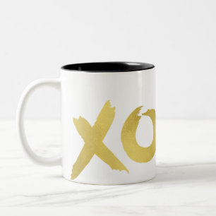 Tasse 2 Couleurs XOXO Gold Modern Faux Foil Shine Glam Chic