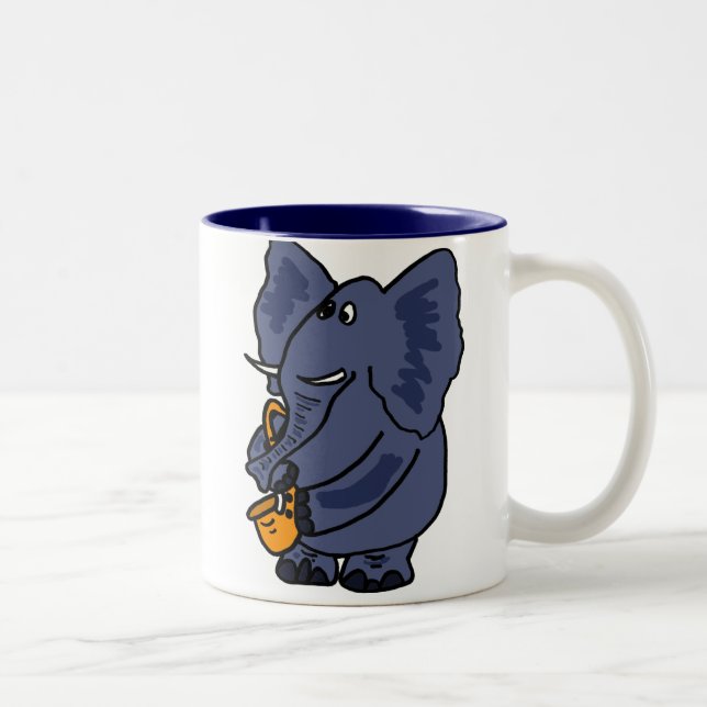 Tasse 2 Couleurs XX éléphant jouant le saxophone (Droit)
