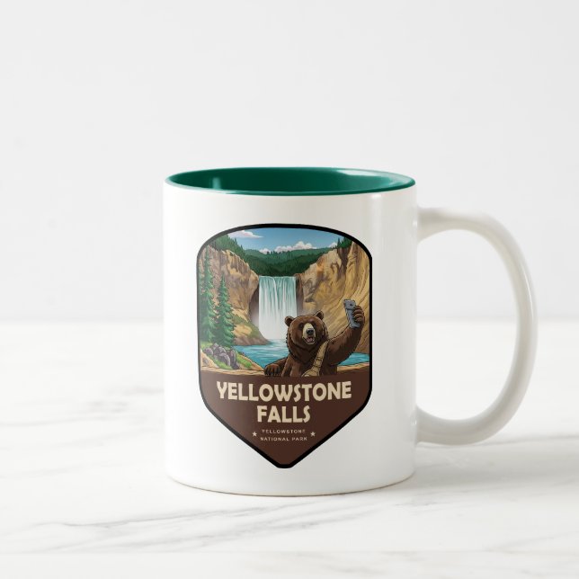 Tasse 2 Couleurs Yellowstone Falls Bear Selfie Shield (Droit)