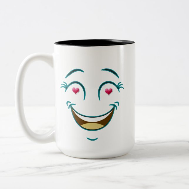 Tasse 2 Couleurs Yeux de coeur souriant (Gauche)