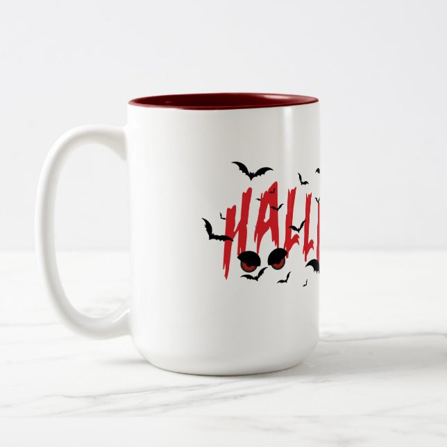 Tasse 2 Couleurs Yeux effrayants, ambiance d'Halloween (Gauche)