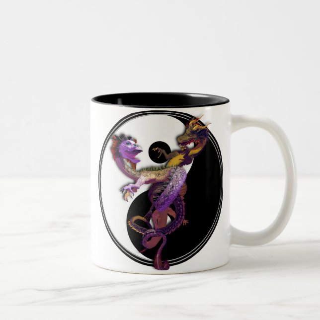 Tasse 2 Couleurs Yin Yang et les dragons Danse de l'Amour (Droit)