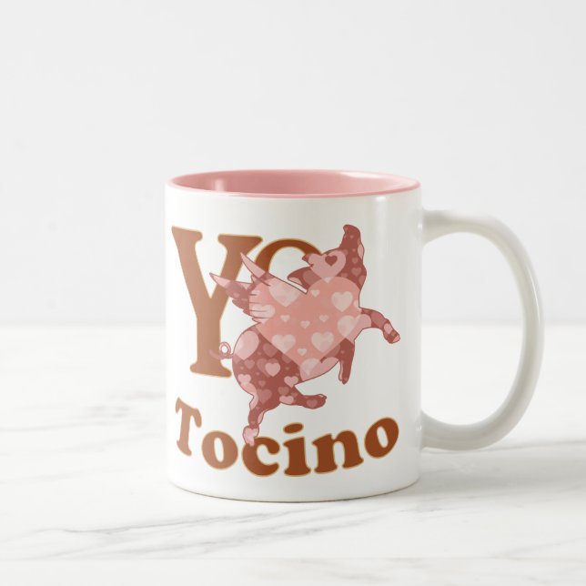 Tasse 2 Couleurs Yo Amo Tocino espagnol I LOVE BACON cochon volant (Droit)