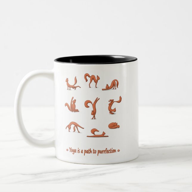 Tasse 2 Couleurs Yoga de chat (Gauche)