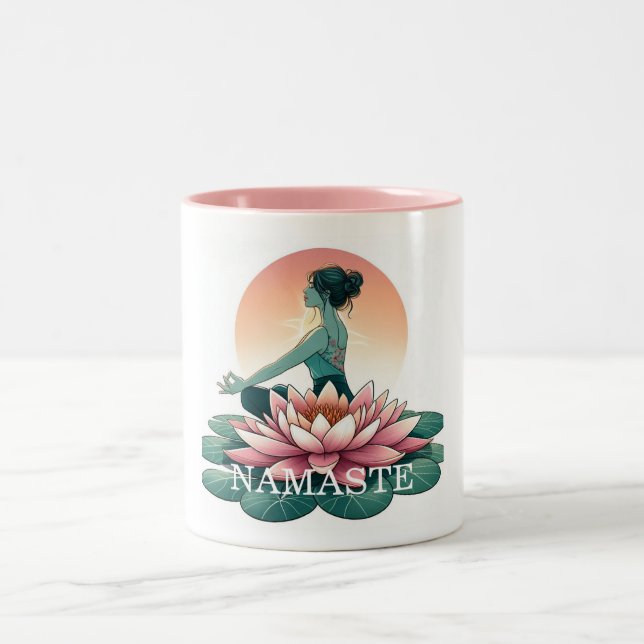 Tasse 2 Couleurs Yoga personnel Namaste Lotus Méditation Spirituell (Centre)