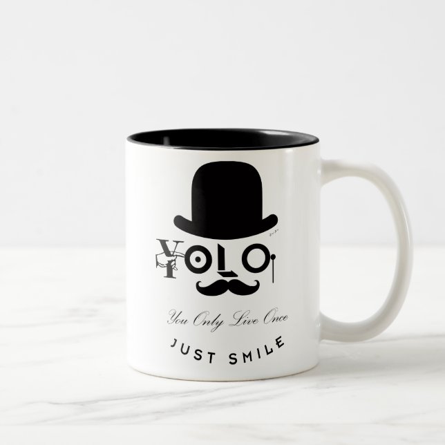 Tasse 2 Couleurs YOLO : Vous Ne Vivez Qu'Une Fois - Souris ! (Droit)