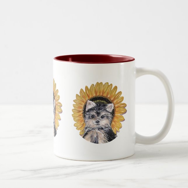 Tasse 2 Couleurs Yorkie chien mignon (Droit)
