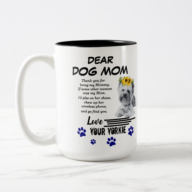 Tasse 2 Couleurs Yorkie Maman Poème Spacial (Gauche)