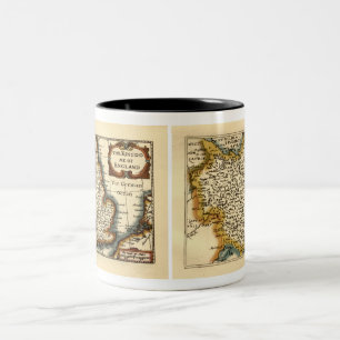 Tasse 2 Couleurs Yorkshire Comté Angleterre Ancien Atlas Antiquaire