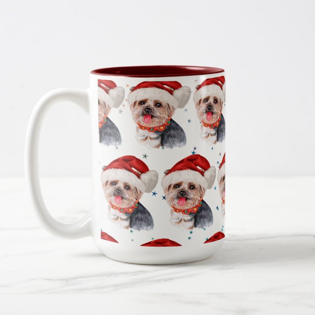 Tasse 2 Couleurs Yorkshire Terrier Chien race Étoiles de Noël (Gauche)