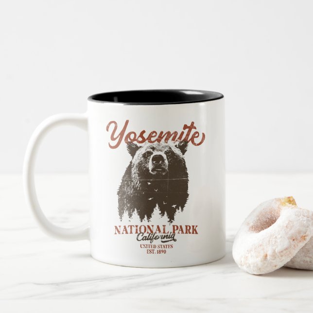 Tasse 2 Couleurs Yosemite Grizzly Bear California National Park (Avec donut)