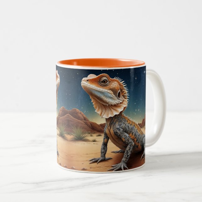 Tasse 2 Couleurs Young Frill-necked Lizard Wildlife Scene (Devant droit)