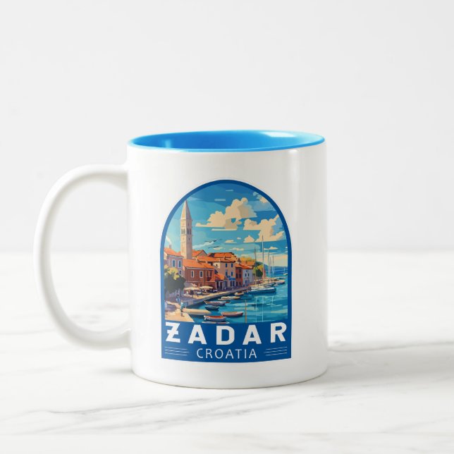Tasse 2 Couleurs Zadar Croatie Emblem d'art de voyage (Gauche)