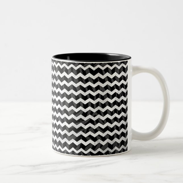 Tasse 2 Couleurs Zebra Black et Grey Chevron (Droit)
