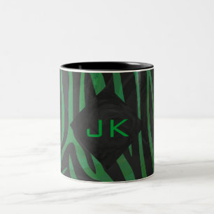 Tasse 2 Couleurs Zebra Monogramme noir et vert