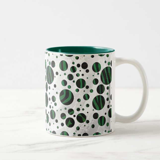 Tasse 2 Couleurs Zebra noir et vert Polka point (Droit)